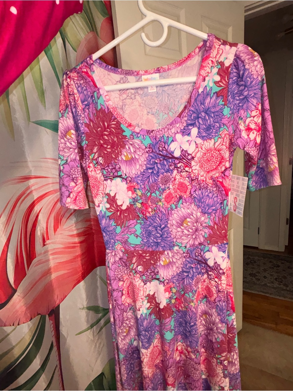 NWT LuLaRoe Floral Scoop Neck Maxi Dress - Size Small